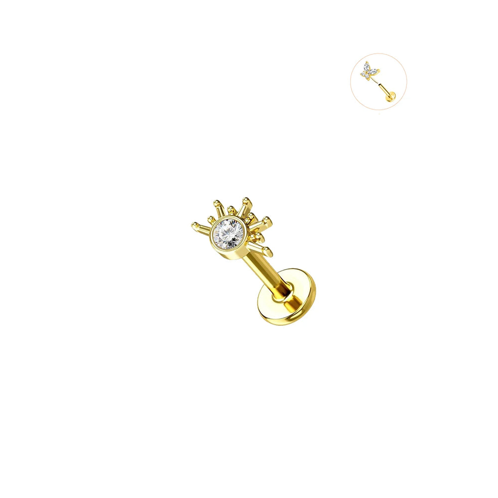 EVISPOL 16G Hypoallergenic Stainless Steel Threadless Insert Labret Lip Rings Tiny Cry close-up view