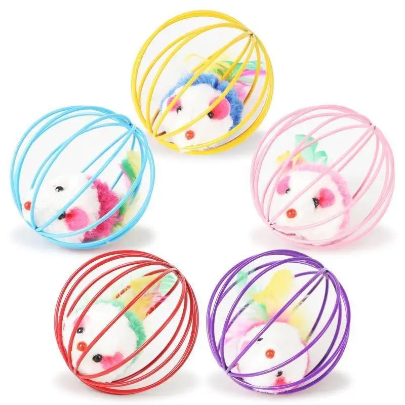 Popular Colorful Mouse in Cage Cat Toy Within Sand Interactive Chase Cat Mouse Toy lifestyle view