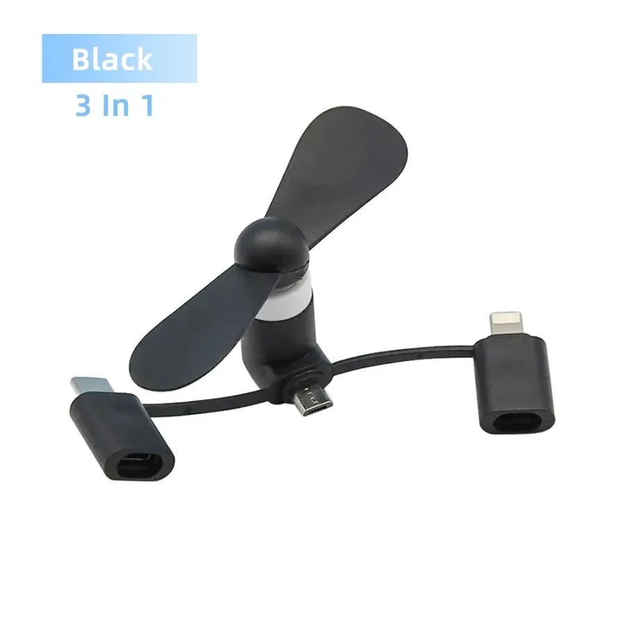 3 in 1 Universal Fan Mini Cooling Accessories USB Phone Cooler For iPhone 17-12 Samsun close-up view
