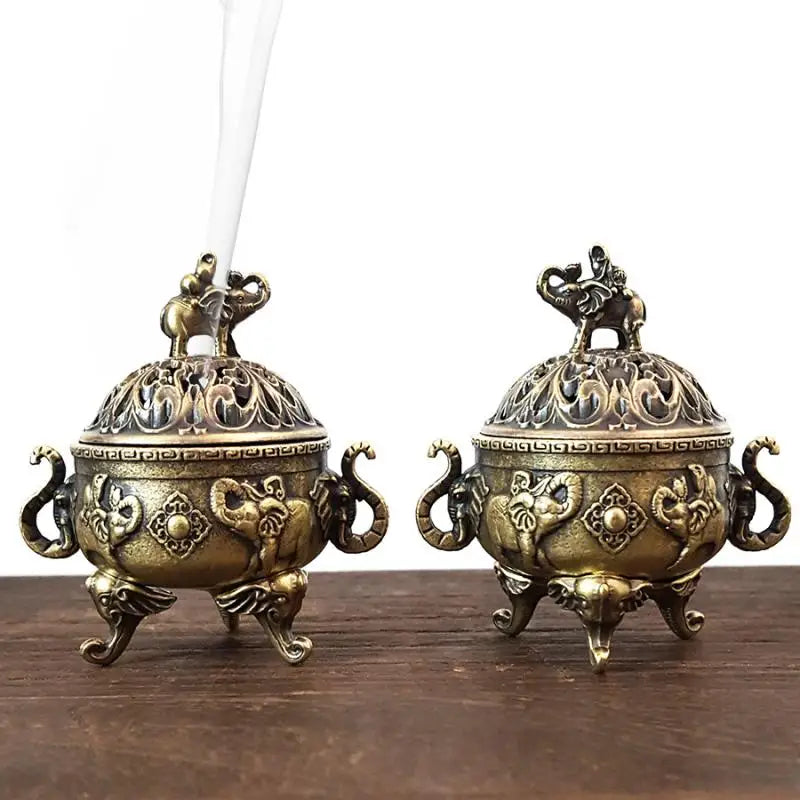 Elephant Lotus Incense Burner | Metal Incense Holder for Yoga Meditation detail view