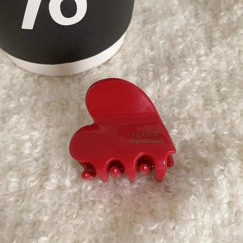 3.5cm Small Heart Shaped Hair Claw, Cute Acetate Mini Hair Crab Clips Fashion Hair Accessories for Women Girls Daily Use