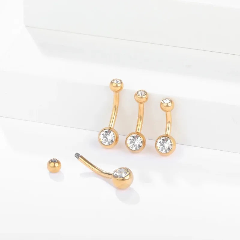 1Pcs G23 Titanium 14G Gold Color Belly Button Rings, Navel Nombril Piercing CZ Gem 6/ lifestyle view