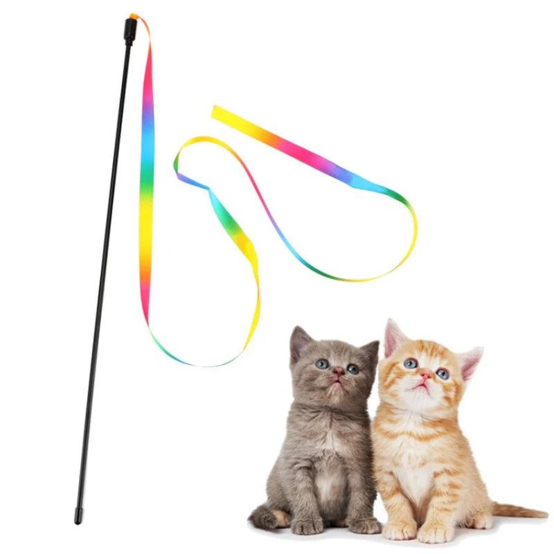 Cat Toys Funny Rainbow Strips Stick Cat Teaser Wand Pet Toys for Cats Interactive alternate view