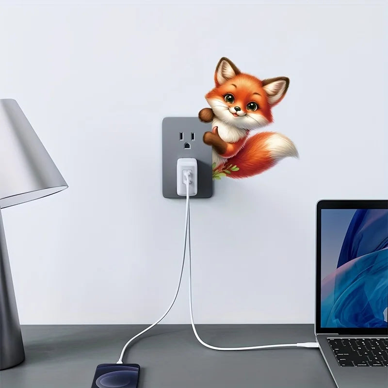 Cute Little Fox Switch Sticker | Home Decor Wall Decal for Bedroom Living Room Bathro alternate view