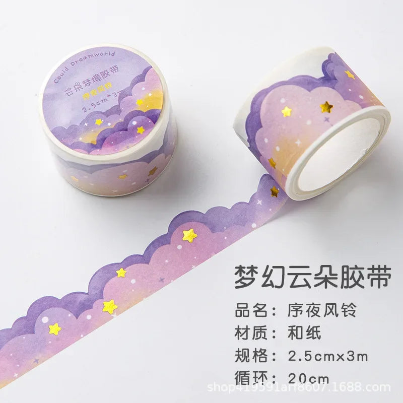 Kawaii Gradient Clouds Washi Tapes | DIY Scrapbooking and Journaling Stickers additional angle