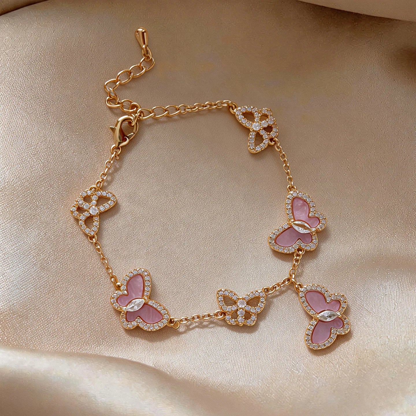 Blue Dripping Oil Butterfly Bracelet for Women Fritillary Flower Leaf