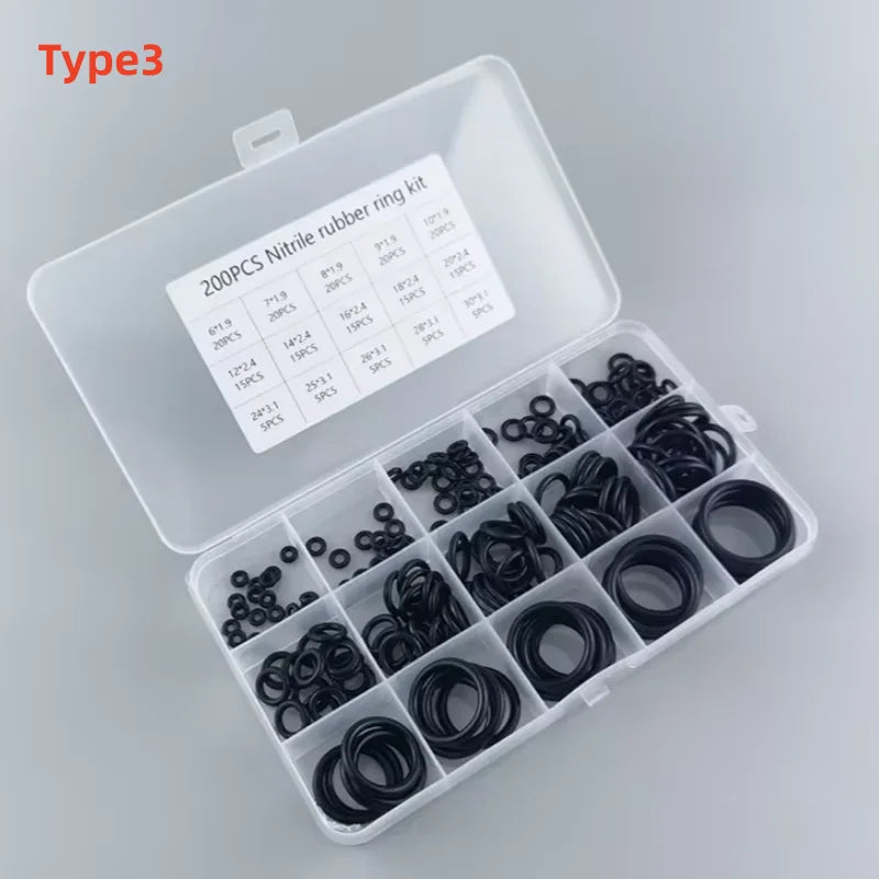 Rubber O Ring Set | 200/225pc Nitrile Seal Gasket Repair Kit detail view