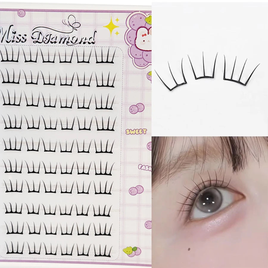 10 Rows Dense Natural False Eyelashes Segmented Glue-free Eyelash Extension | Lightly Cu detail view