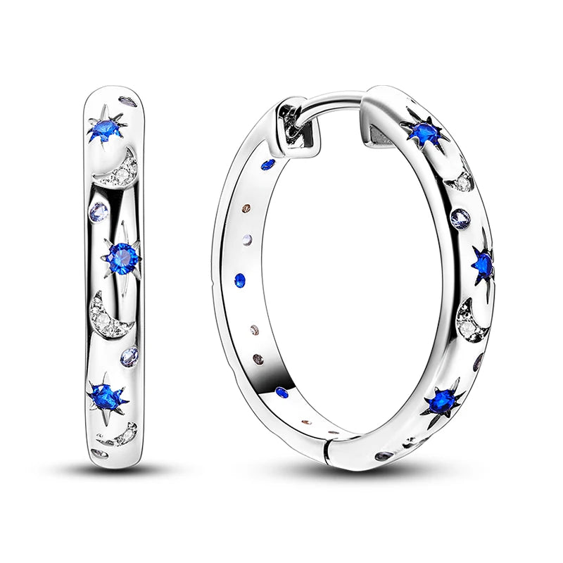 925 Sterling Silver Hoop Earrings with Zircon | Classic U-Shaped Women Jewelry