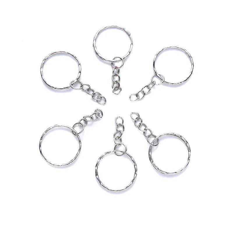 Silver Plated Metal Blank Keyring Keychain Charms Split Ring Keyfob Key Holder Link additional angle