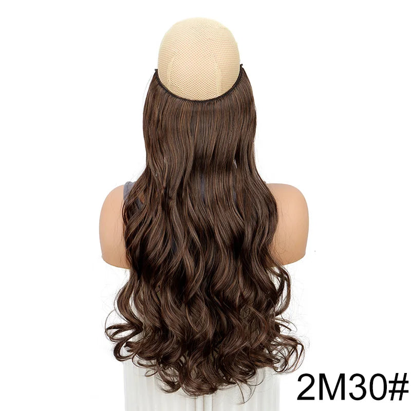 WIGSIN Synthetic One Piece No Clip Hair Extension 20Inch Long Curly Fish Line Fake Hair detail view