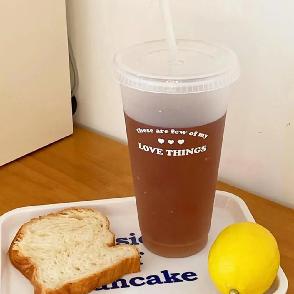 1pc-480ml/700ml Cute Water Bottle Summer Coffee Cup Plastic Straw Cup Large Capacity H close-up view
