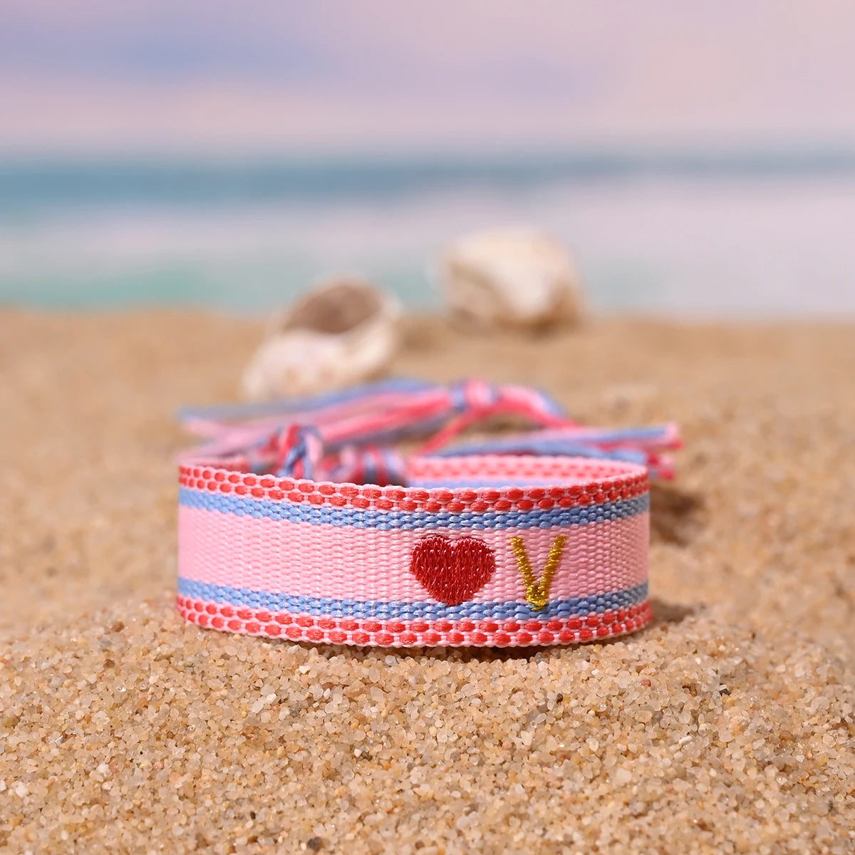 Handwoven Initial Letter Bracelet | Personalized Friendship Gift for Women close-up view