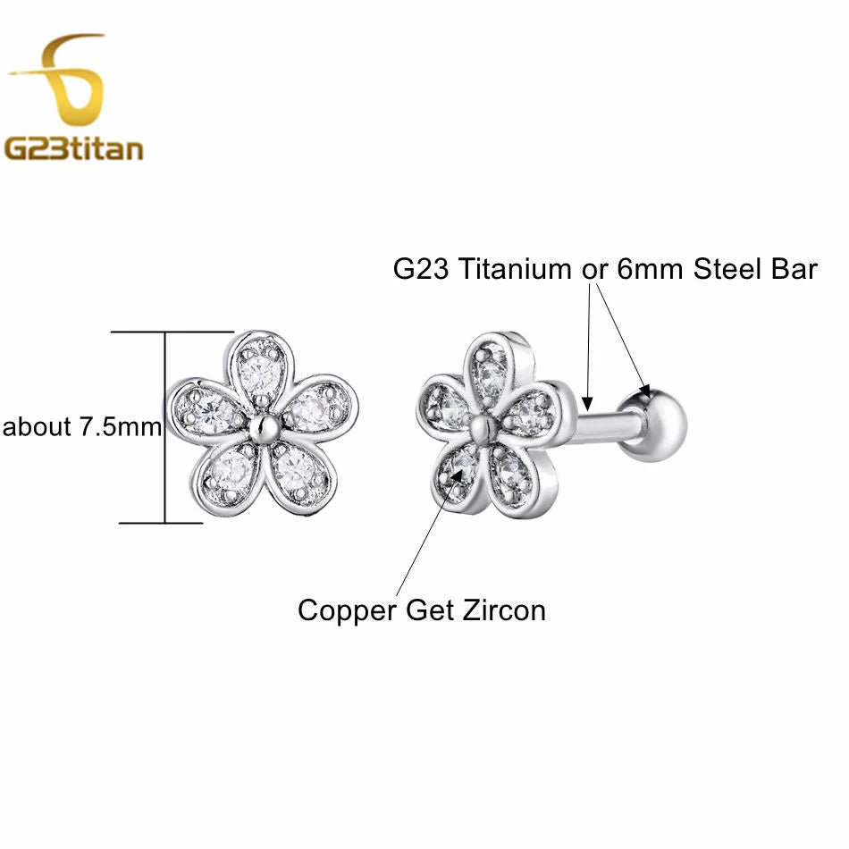 2PC Women's Flower Zircon Stud Earrings 3 Colors Engagement Wedding Jewelry for Car additional angle