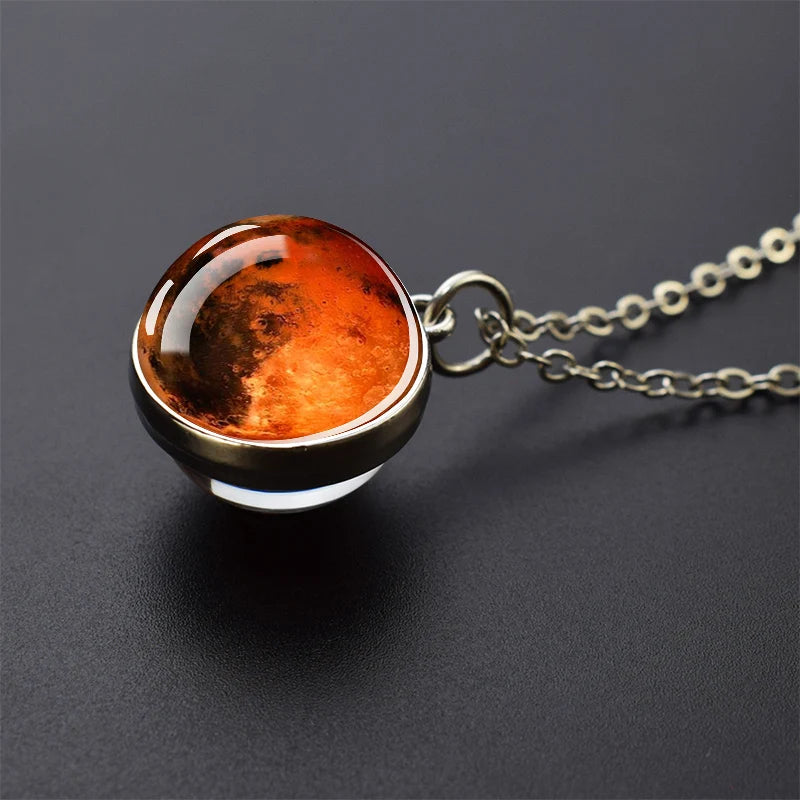 Solar System Galaxy Pendant Necklace | Unisex Astronomy Jewelry Gift detail view