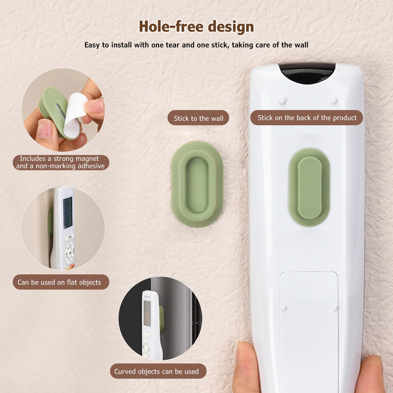 Magnetic Remote Control Bracket, Self-Adhesive Wall Mounted Remote Holder