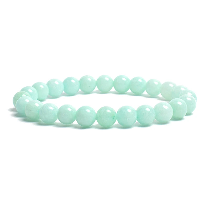 Natural Stone Beads Bracelet For Women Men Amethysts Crystal Quartzs Aquamarines Jades close-up view