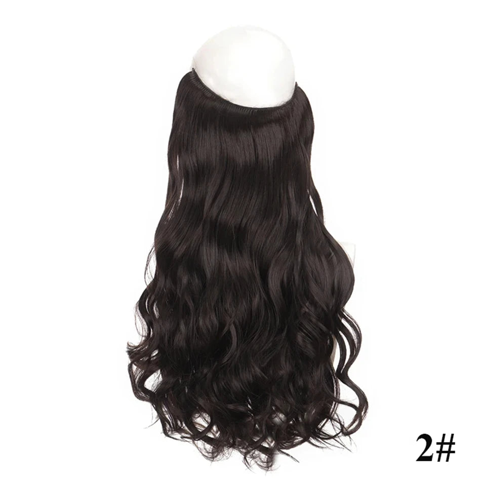 Fish line hair extension piece | 40cm 50cm 60cm straight and curly daily wear for w additional angle
