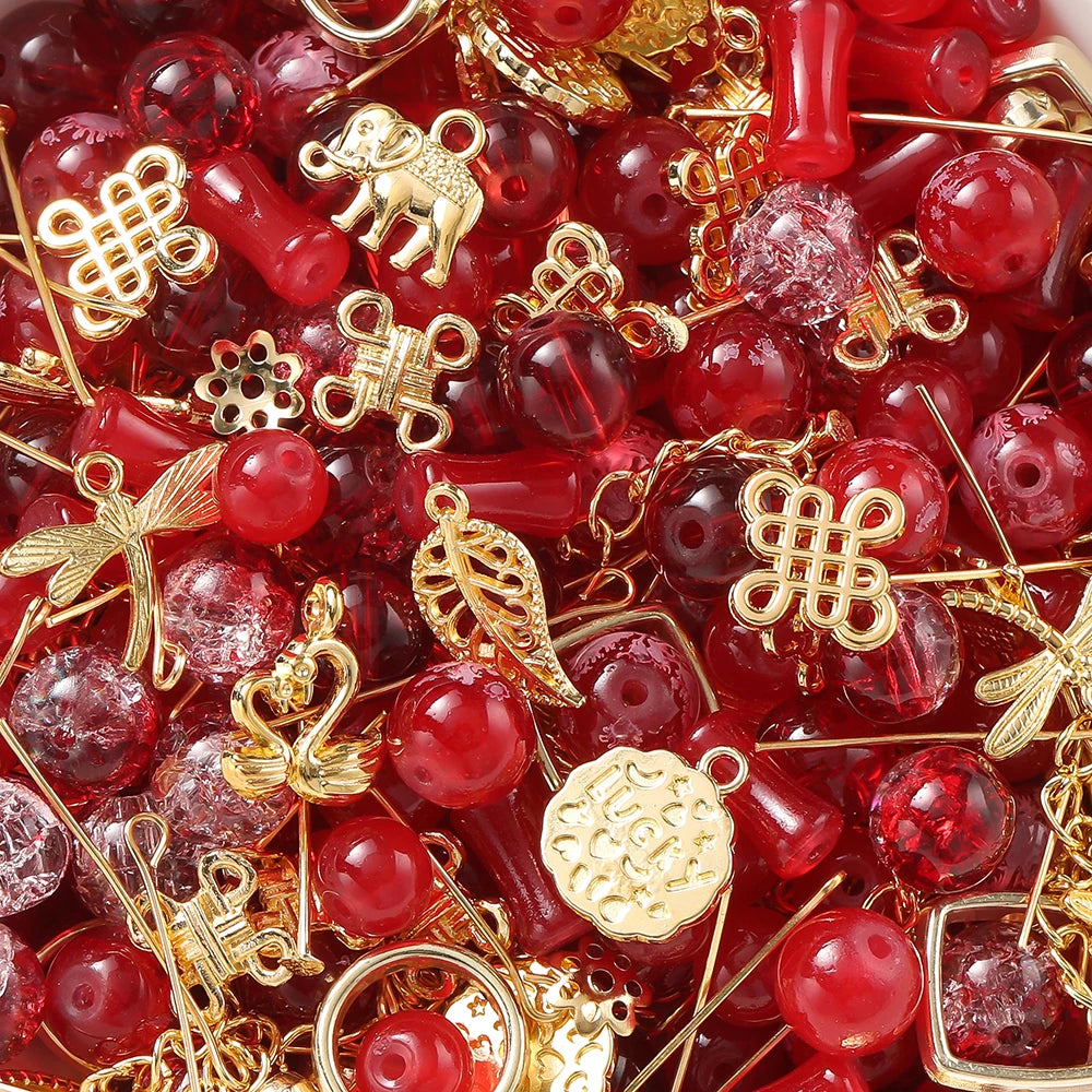 30-50G/Lot Mixed Glass Beads Metal Pendants Spacer Bead Jewelry Accessories for DIY B alternate view