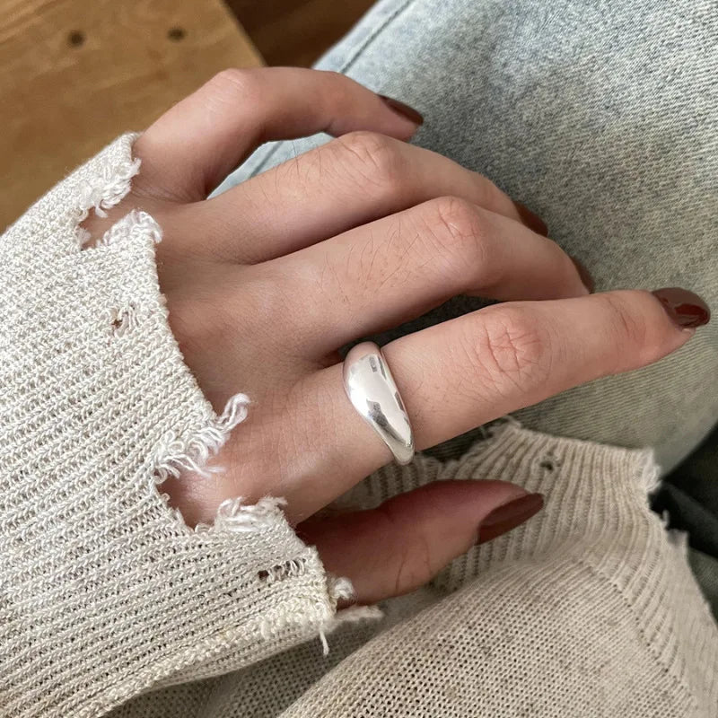 VENTFILLE 925 Sterling Silver Irregular Ring for Women Geometry Versatile Minimalism alternate view