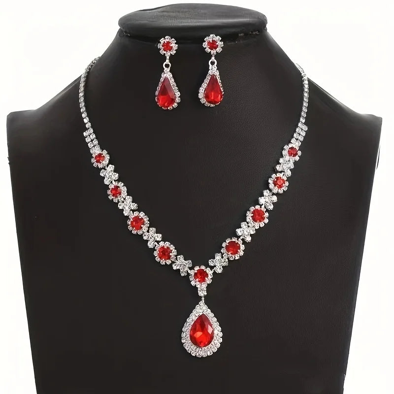 3-piece Women's Claw Chain Series Geometric Droplet Earrings Necklace Set Wedding B additional angle
