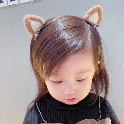 2Pcs/Set Cute Rabbit Ears Hair Clips for Baby Girls Handmade Kawaii Hairpins Barrettes Headwear Hair Styling Accessories for Kid