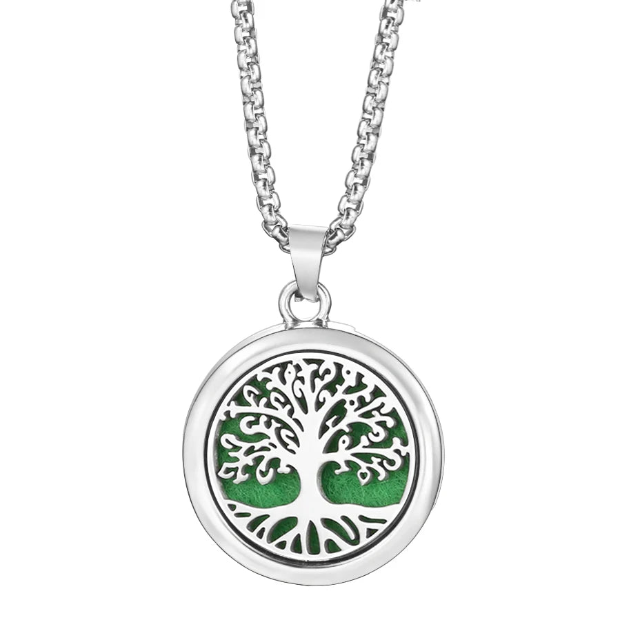 20mm Pattern Insert Perfume Pad Locket Necklace | Stainless Steel Aromatherapy Pendant detail view