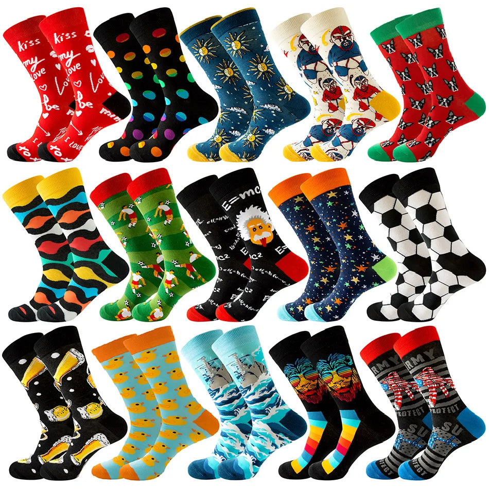 Sock Combed Cotton Funny Men's Big Size Crew Harajuku Hip Hop Thick Long Socks