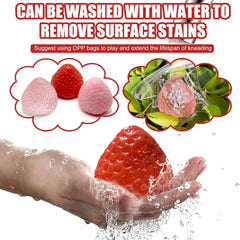 Strawberry Squishy Stress Toys Set | 3PCS Soft TPR Squeeze Fidget close-up view