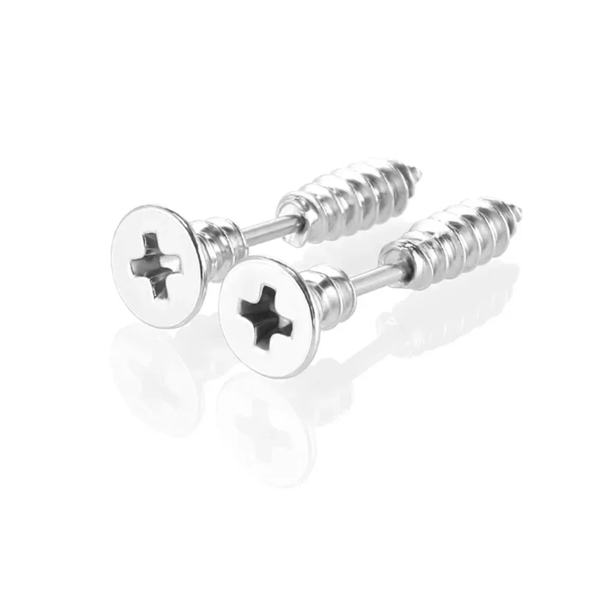 2pcs Fashion Punk 316L Stainless Steel Nail Screw Stud Earring for Women Men,Cartilage close-up view