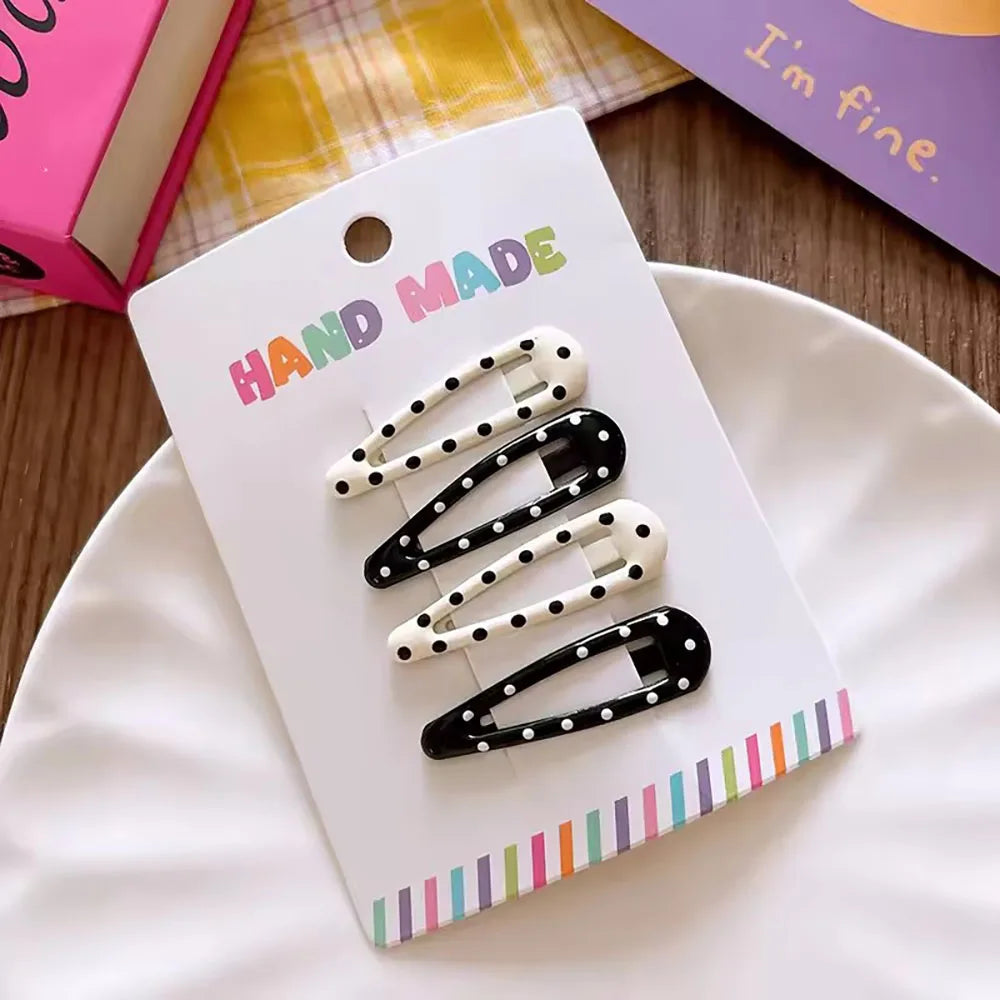 Vintage Dot Metal Hair Clips Set