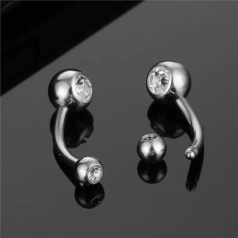 1Pc Belly Button Ring for Women, 316L Stainless Steel Belly Ring Piercing 8/10/12mm additional angle