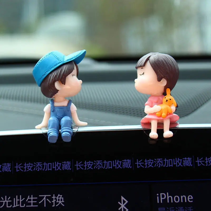 Cute Cartoon Couples Car Ornament Romantic Figurines Gifts alternate view