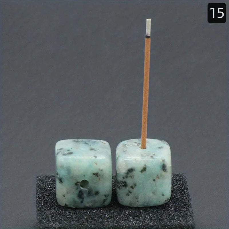Natural Agate Stone Incense Holder | Square Wire Stick Incense Burner with Unique Pat alternate view