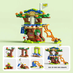 6in1 Tree House Building Blocks Set | Girls Castle Room with Climb Slide alternate view