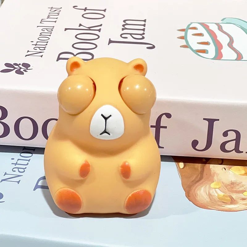 Squishy Stress Relief Toy Pop Eyes Capybara | Cute Kawaii Anxiety Relief Squeeze Toy close-up view
