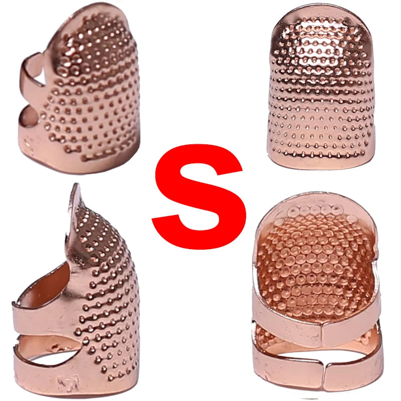 Metal Adjustable Sewing Thimble Sewing Finger Protection Cover Thimbles Cap Shield Rin close-up view