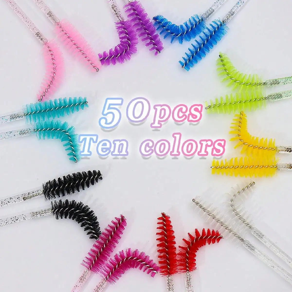 50Pcs Crystal Eyelashes Brush Comb Disposable Eye Lashes Extension Mascara Wands Makeup detail view