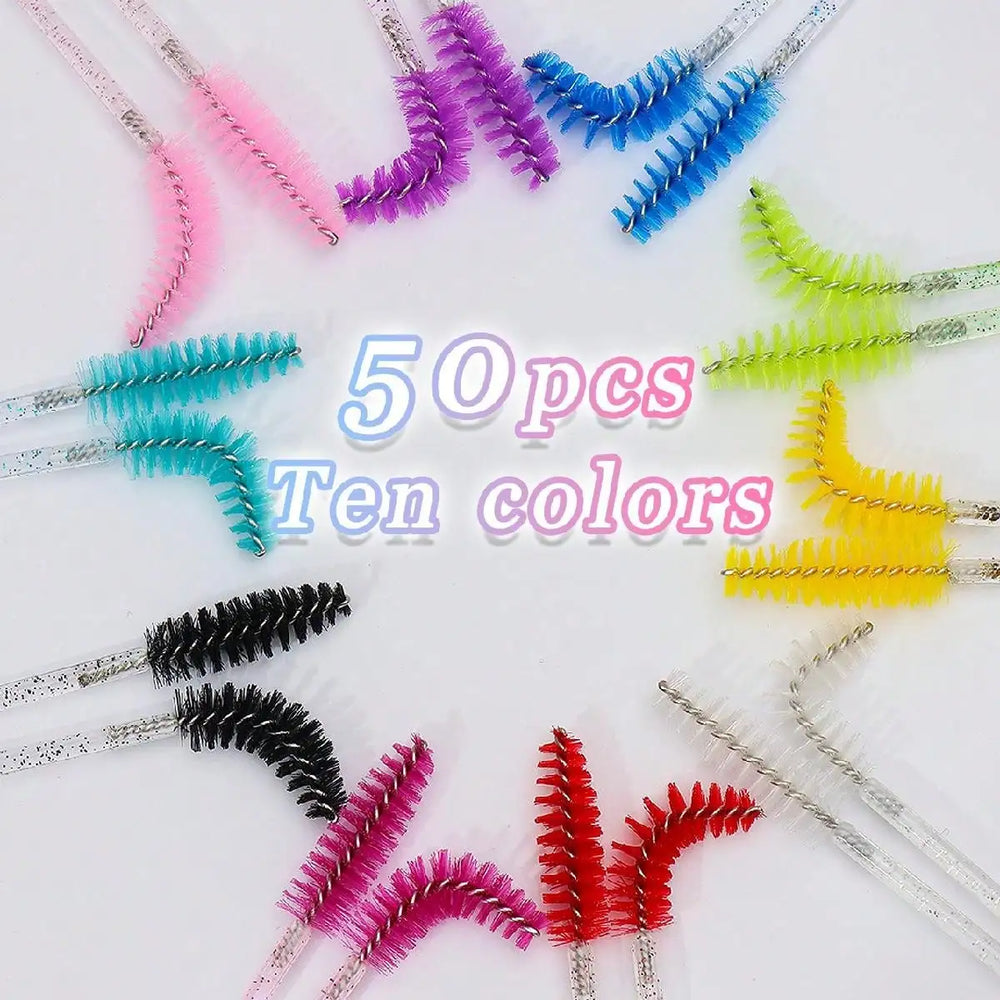 50Pcs Crystal Eyelashes Brush Comb Disposable Eye Lashes Extension Mascara Wands Makeup detail view