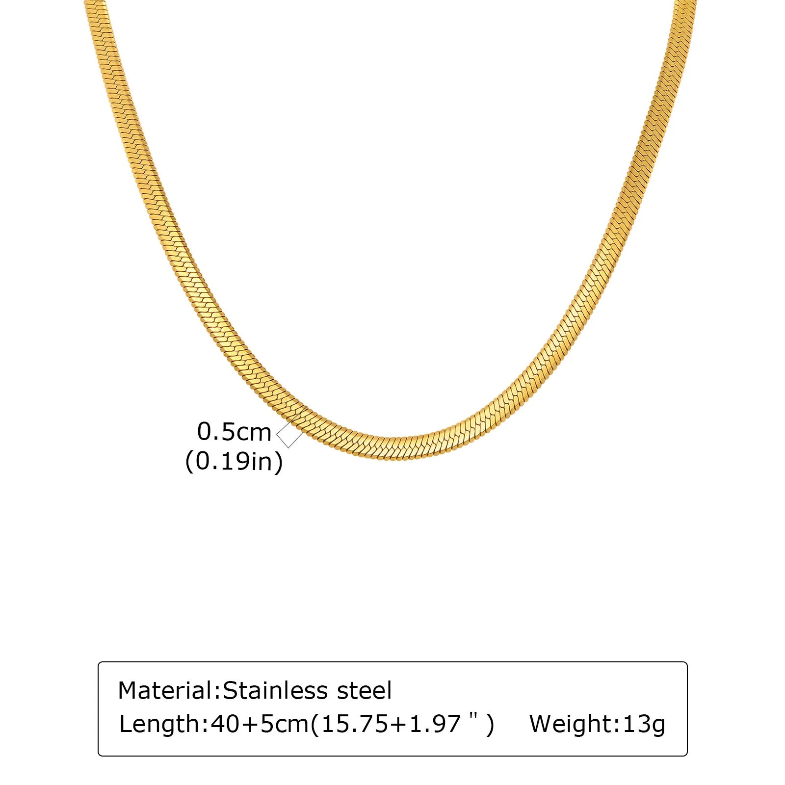 Stainless Steel Snake Chain Necklace for Women Men, Silver Color Herringbone Choker additional angle
