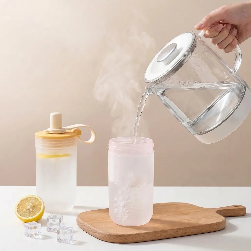 Transparent Plastic Tea Milk Coffee Mug Portable Cold And Hot Water Cup With Straw& additional angle