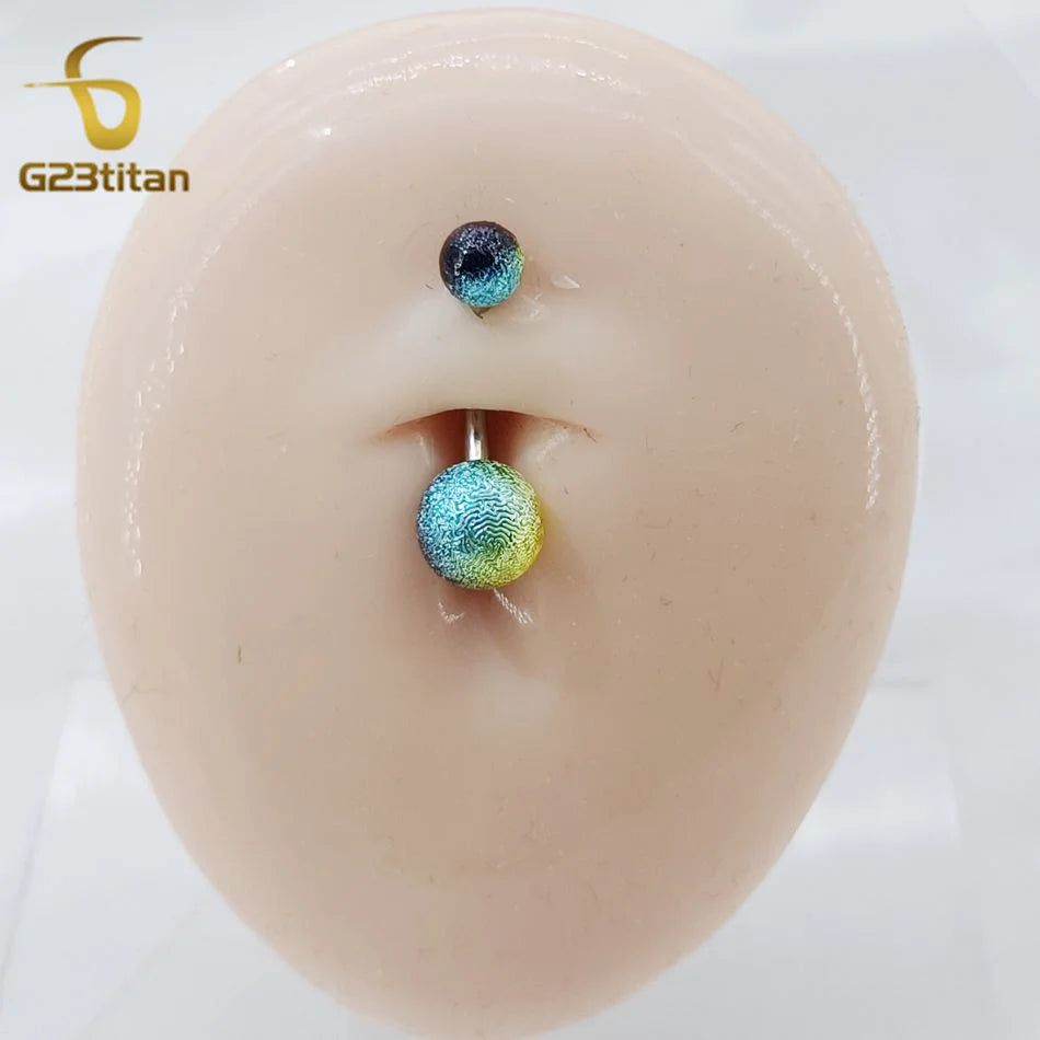 Fashion Titanium Steel Barbell Belly Button Rings 6-16mm Colorful Acrylic Ball Pierci alternate view