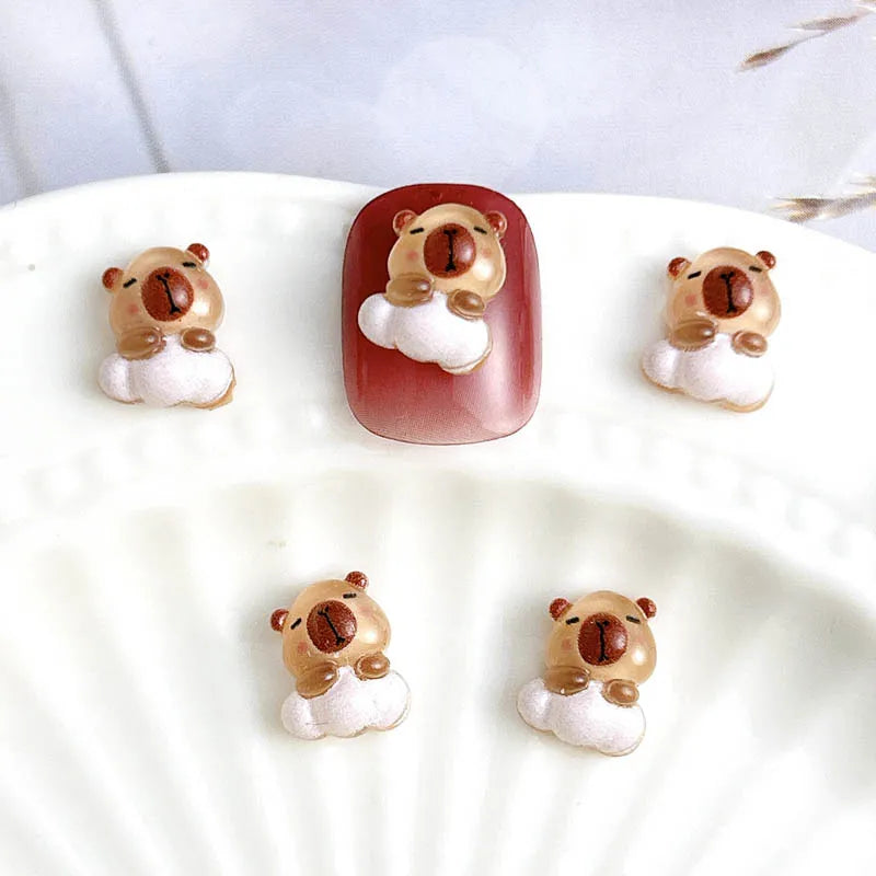 50Pcs Cartoon Cute Resin Capybara Nail Charms Creative Hamster Animal Nail Art Decora alternate view