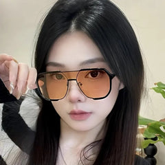 Trendy Polygonal Punk Sunglasses Oversized Advanced Sense One Piece Large Frame Glasses Steampunk Eyewear UV400
