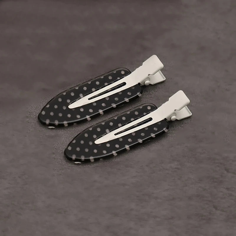 Black White Polka Dot Acrylic Hair Clips Minimalist Secure Hold Suitable for Daily Wear detail view