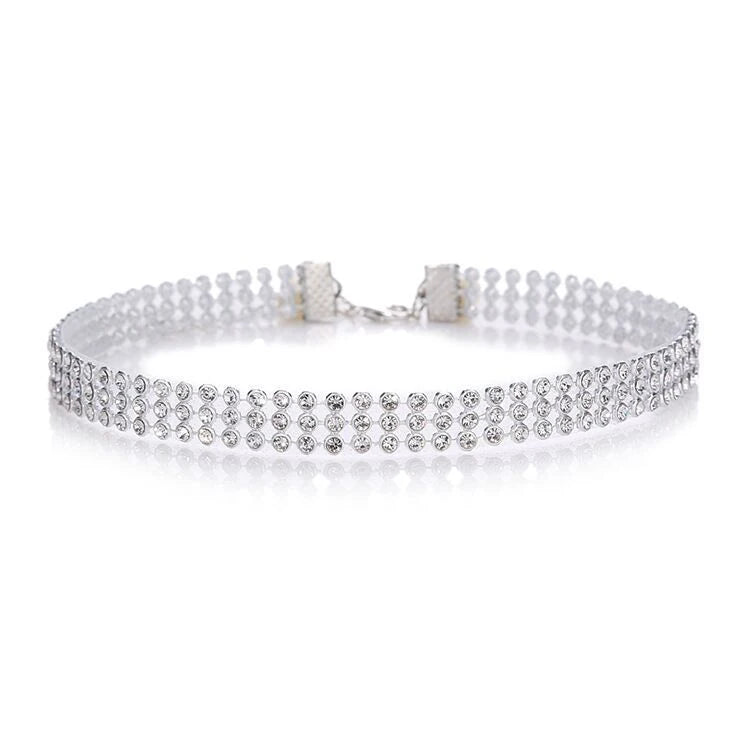 TOP Quality Cool Shiny Rhinestone Bundle Neck Popular Element Collar Necklace Punk Hip close-up view