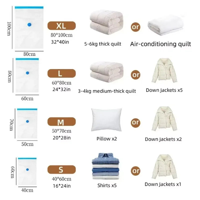 Vacuum Storage Bags with Valve Foldable Compressed Organizer Space Saving Large Size f close-up view