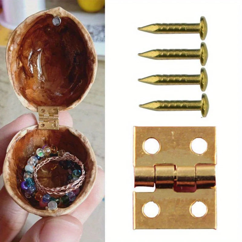 50Pcs Tiny Golden Mini Metal Hinges for 1/12 Dollhouse Miniature Furniture | Cabinet lifestyle view