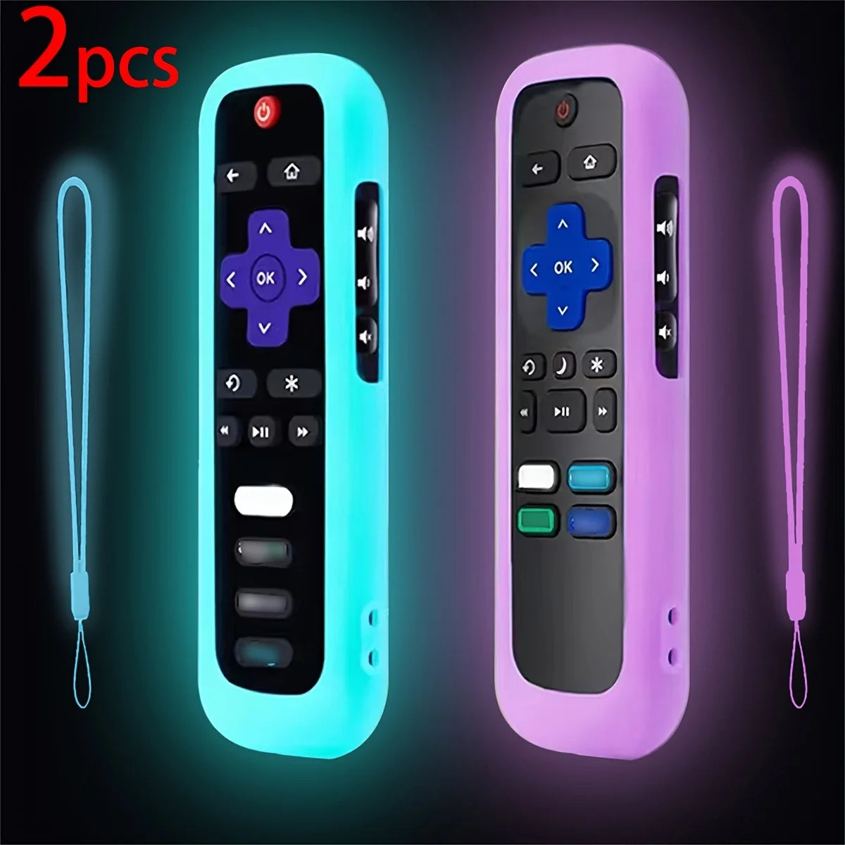 Luminous Silicone Remote Cover With Rope for TCL Hisense Roku TV