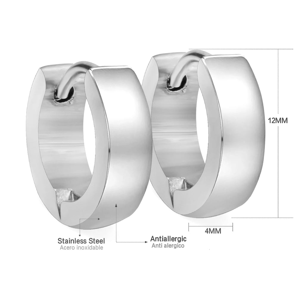 Solid Smooth Hoop Earrings Rosegold Black Stainless Steel Simple Round Ear Clips | Un alternate view